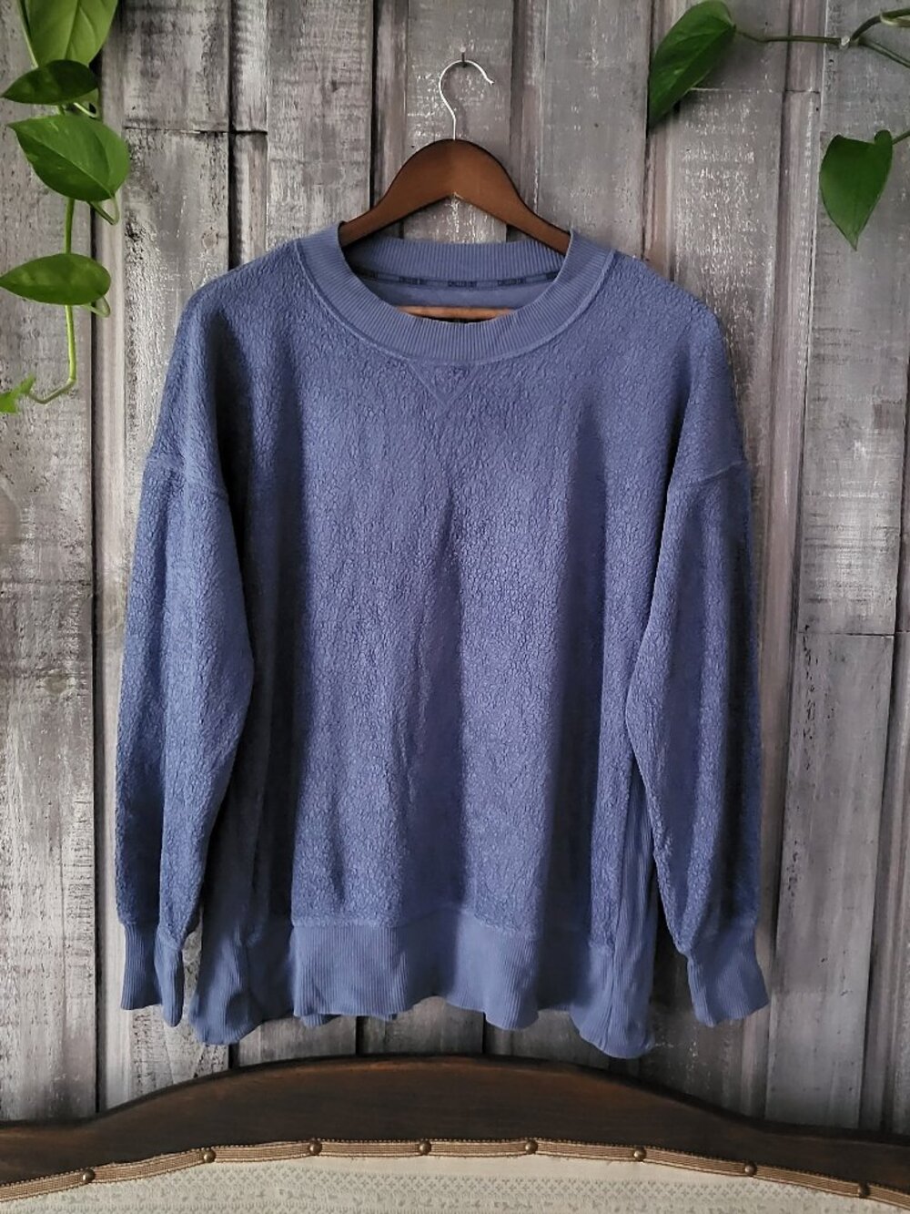 Aerie Sweatshirt Cotton Top Casual American Eagle Chilled Out Washed Blue Terry